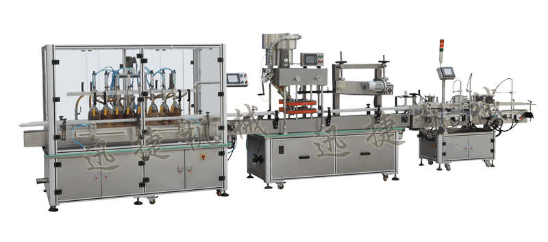 灌裝機(jī)+全自動(dòng)封蓋機(jī)（自動(dòng)理蓋，自動(dòng)扣蓋，自動(dòng)旋壓蓋）+貼標(biāo)機(jī)